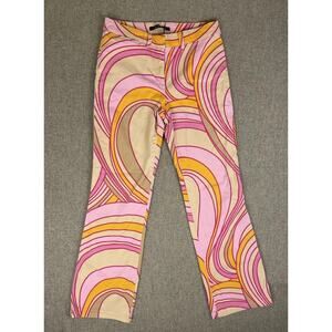 Theory Pink Groovy Boho Barbiecore Indie Print Pants Size 6